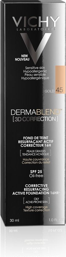 Vichy Dermablend 3D correctie foundation nr45 30ml voor een vette en onzuivere huid