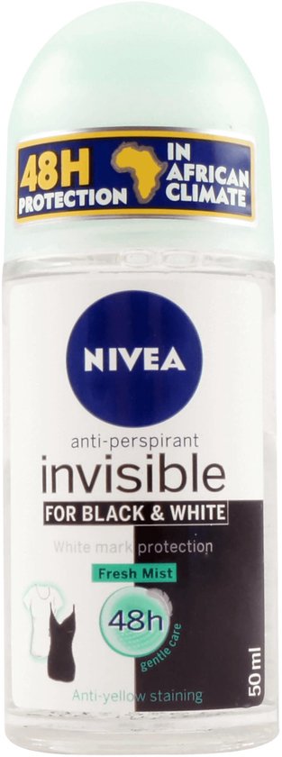 6x Nivea Invisible For Black&White Deo Roller 48hr - Fresh Mist