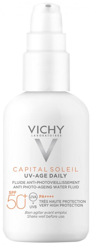 Vichy Capital Soleil UV-Age Daily SPF50+ - Zonnefluide Dagelijkse Bescherming - Gezicht - Niacinamide (Vitamine B3) en Peptiden - 40ml