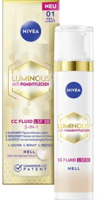 Nivea Luminous 630 Anti-Pigment Spots CC Fluid SPF 30 for Light Skin - 3 in 1