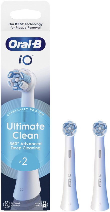 Oral-B iO Ultimate Clean Originele Opzetborstels - CrissCross borstelharen - 2 stuks - Wit