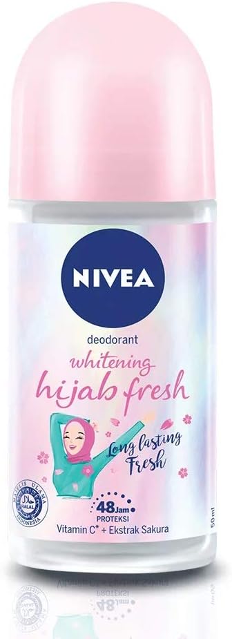 6 x Nivea Women's Antiperspirant Deodorant Roll On Whitening Hijab Fresh(50 ml)