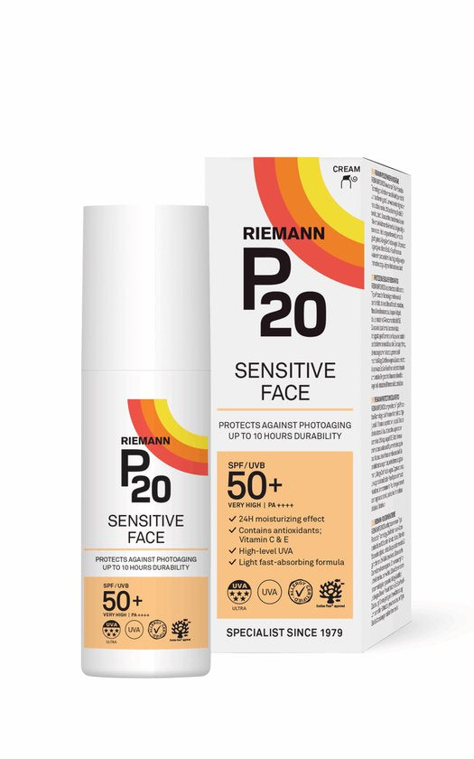 P20 Sensitive Face SPF 50+ - Hoogwaardige zonnebrand voor het gezicht - 50 g-