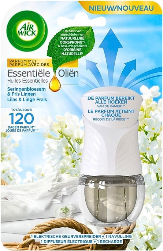 Air Wick Huiles Essentielles - Kit de démarrage pour diffuseur de parfum électrique Linge Frais