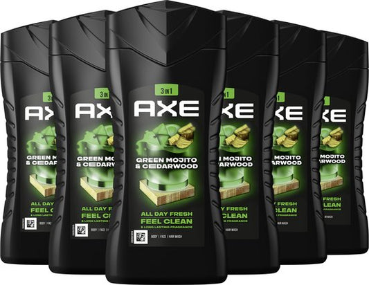 AXE Wild 3-in-1 Douchegel - Green Mojito & Cedarwood - 6 x 250 ml - Voordeelverpakking