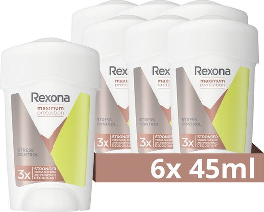 Rexona Maximum Protection Stress Control Anti-Transpirant Stick - 6 x 45 ml - Voordeelverpakking