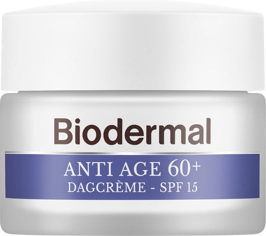 Biodermal Anti Age dagcrème 60+ - Dagcrème met hyaluronzuur en ceramide - met SPF15 - Geeft de huid meer stevigheid - 50ml