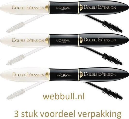 3 x L'Oreal Maq Double Extension Mascara Extra Black