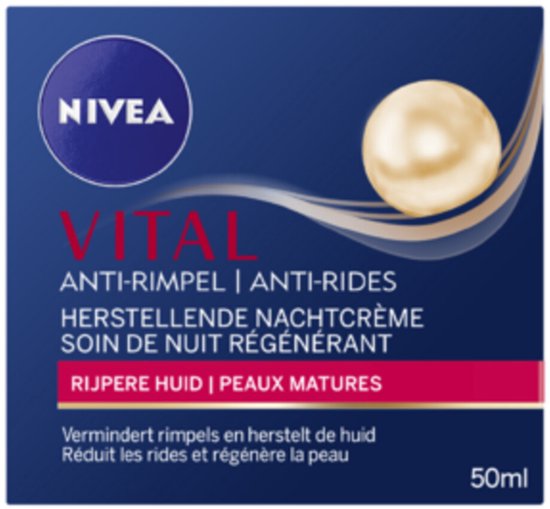 NIVEA - Nachtcrème - VITAL Anti-Rimpel Herstellend - Voor rijpe huid -50 ml - Voordeelverpakking - 4 stuks