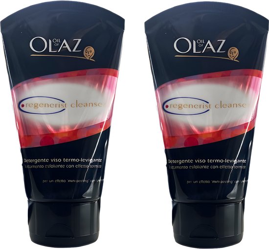 Olaz Regenerist Cleanser met Thermisch Effect – Mini-Peeling Gezichtsreiniger – 2x150 ml