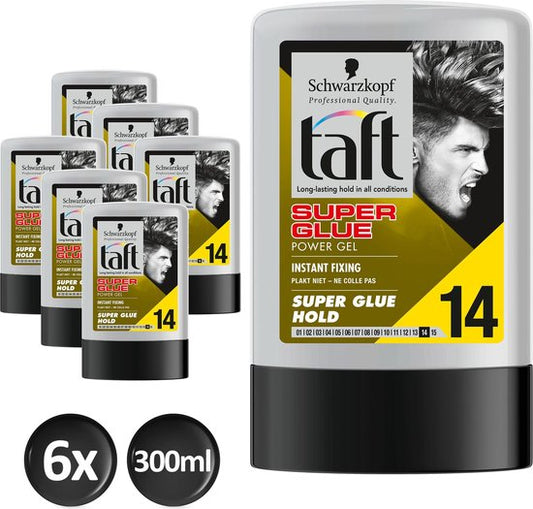 Schwarzkopf Taft Super Glue Gel Tottle 300 ml - 6 stuks - Voordeelverpakking