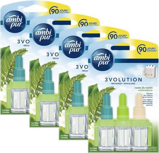 Ambi Pur Luchtverfrisser navulling 3Volution Ochtend Dauw 4 x 20 ml