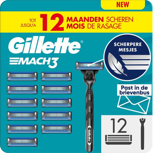 Gillette Mach 3 - Rasoir pour homme - 12 lames - Emballage boîte aux lettres 