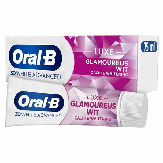 7 x Oral-B - 3D White Advanced – Tandpasta – Luxe – Glamorous White – 75 ml - Grootverpakking - Tandpasta - Witte Tandpasta - Glimlach - Verkleuring - Vlekke
