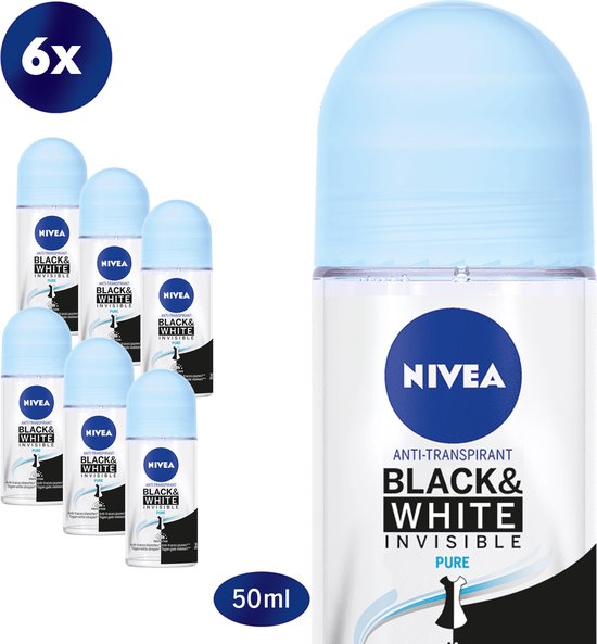 NIVEA Invisible For Black & White Pure - 6 x 50 ml