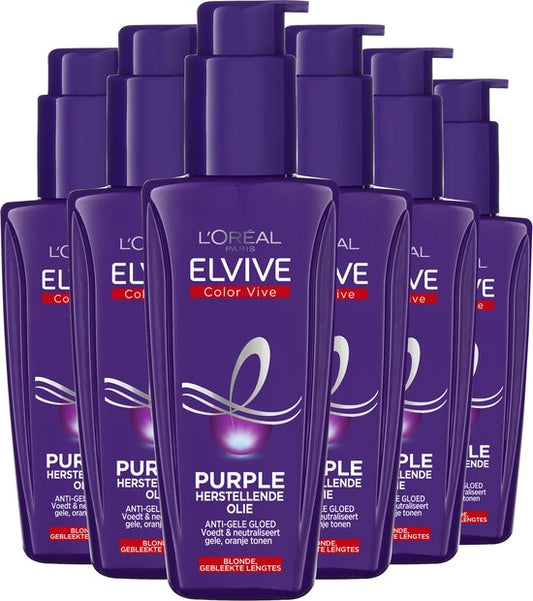 6 x L’Oréal Paris Elvive Color Vive Purple Oil Serum - Blond & Grijs haar - 100ml