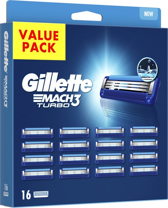 Gillette Mach3 Turbo - Lames de rasoir pour hommes - 16 lames de rechange 