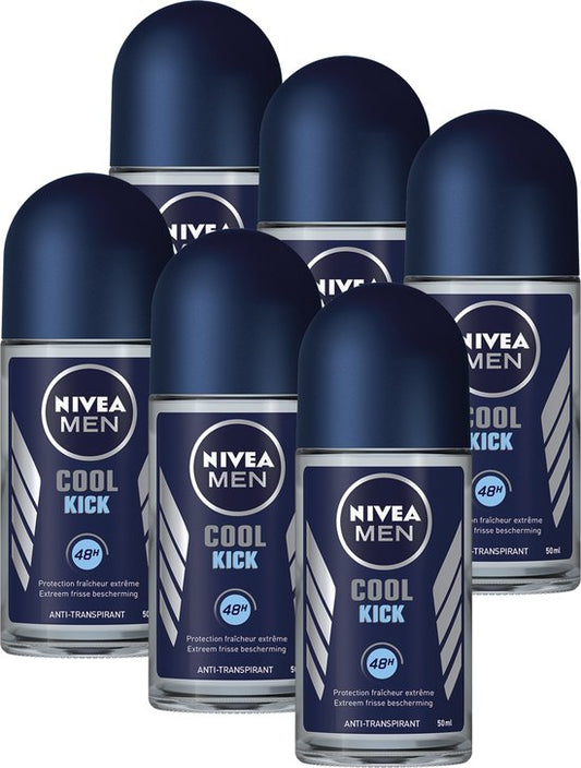 NIVEA MEN Cool Kick Anti-Transpirant Deo Roller Voordeelverpakking - 6 x 50 ml