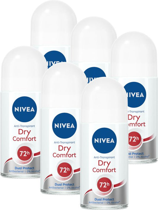 NIVEA Dry Comfort Anti-Transpirant Deo Roller - Deodorant - 6 x 50 ml