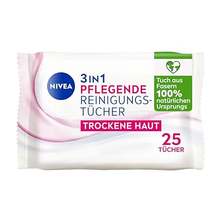 NIVEA 3in1 Pflegende Reinigungstücher Trockene Haut 25 Tücher x 7