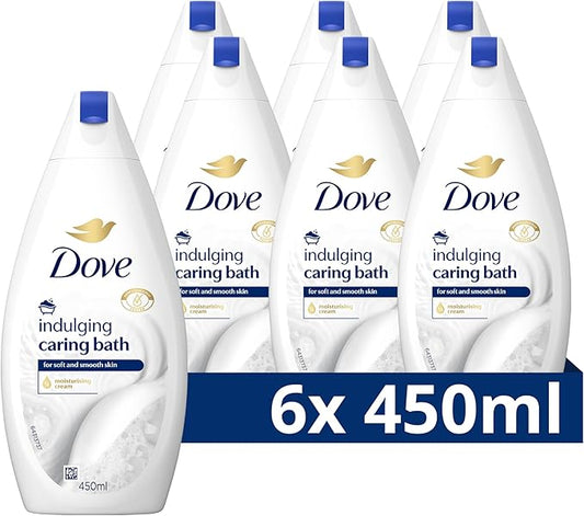 Dove Caring Bath Indulging Cream Badcrème, voor een zachte, schone en soepele huid - 6 x 450 ml - Voordeelverpakking