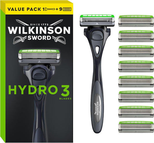 Wilkinson Sword Hydro 3 Skin Protection – Voordeelverpakking 1 scheermes + 9 navulmesjes