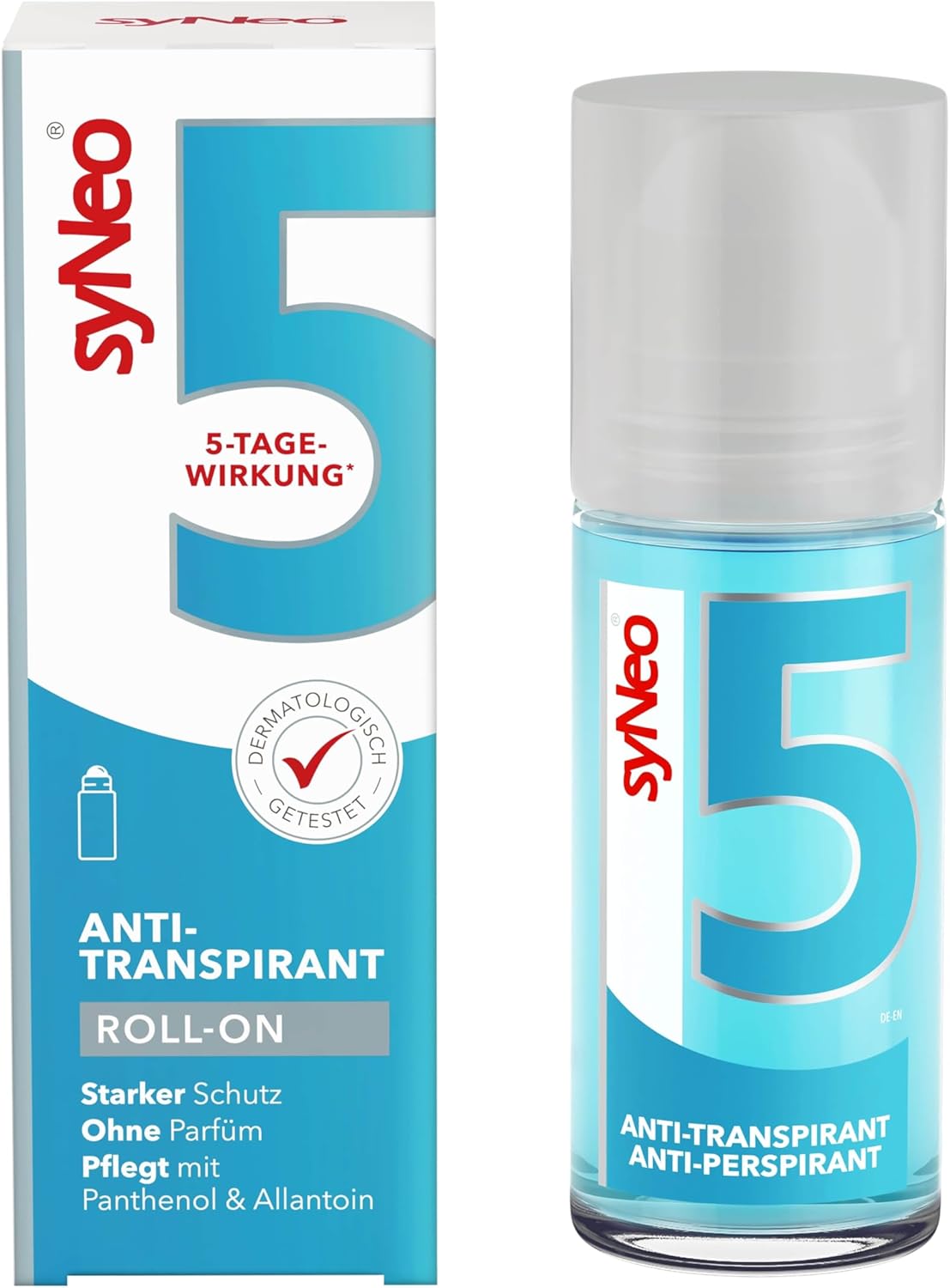 syNeo 5 antitranspirant Roll-On, roller voor vrouwen en mannen, anti zweet deo anti-transpirant deodorant, 1 pakje (1 x 50ml)