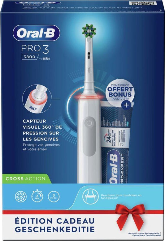 Oral-B Pro 3 3800 - Wit - Elektrische Tandenborstel met gratis tandpasta