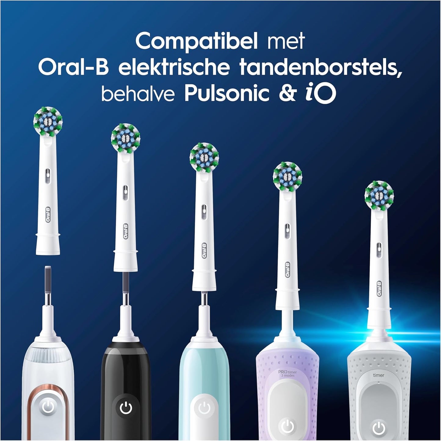 Oral-B Pro Cross Action Zwarte borstels voor elektrische tandenborstels, 4 stuks