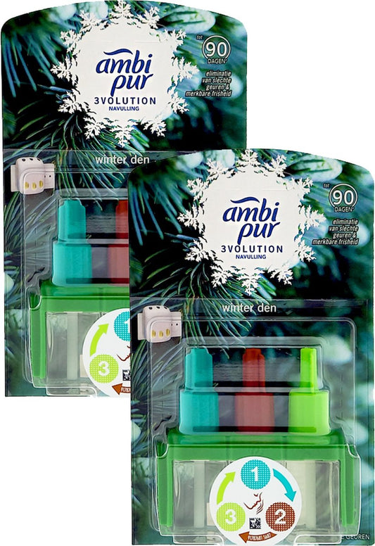 Ambi Pur 3Volution Winter Den Luchtverfrisser Navulling - Pak Je Voordeel - 4 Stuks