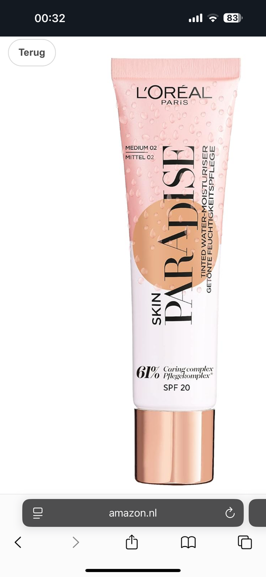 L'Oréal Paris Skin Paradise getinte vochtvloeistof medium 02, 1 stuk