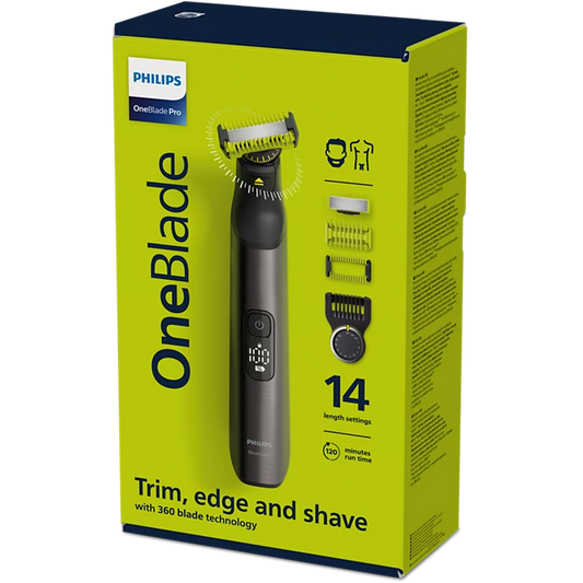 Philips OneBlade Pro 360 Face + Body – Zilver - Trimmer, scheerapparaat en styler in 1 - Inclusief opbergzakje