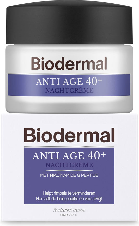 Biodermal Anti Age Night Cream 40+ - Crème de nuit à la niacinamide et aux peptides - 50 ml