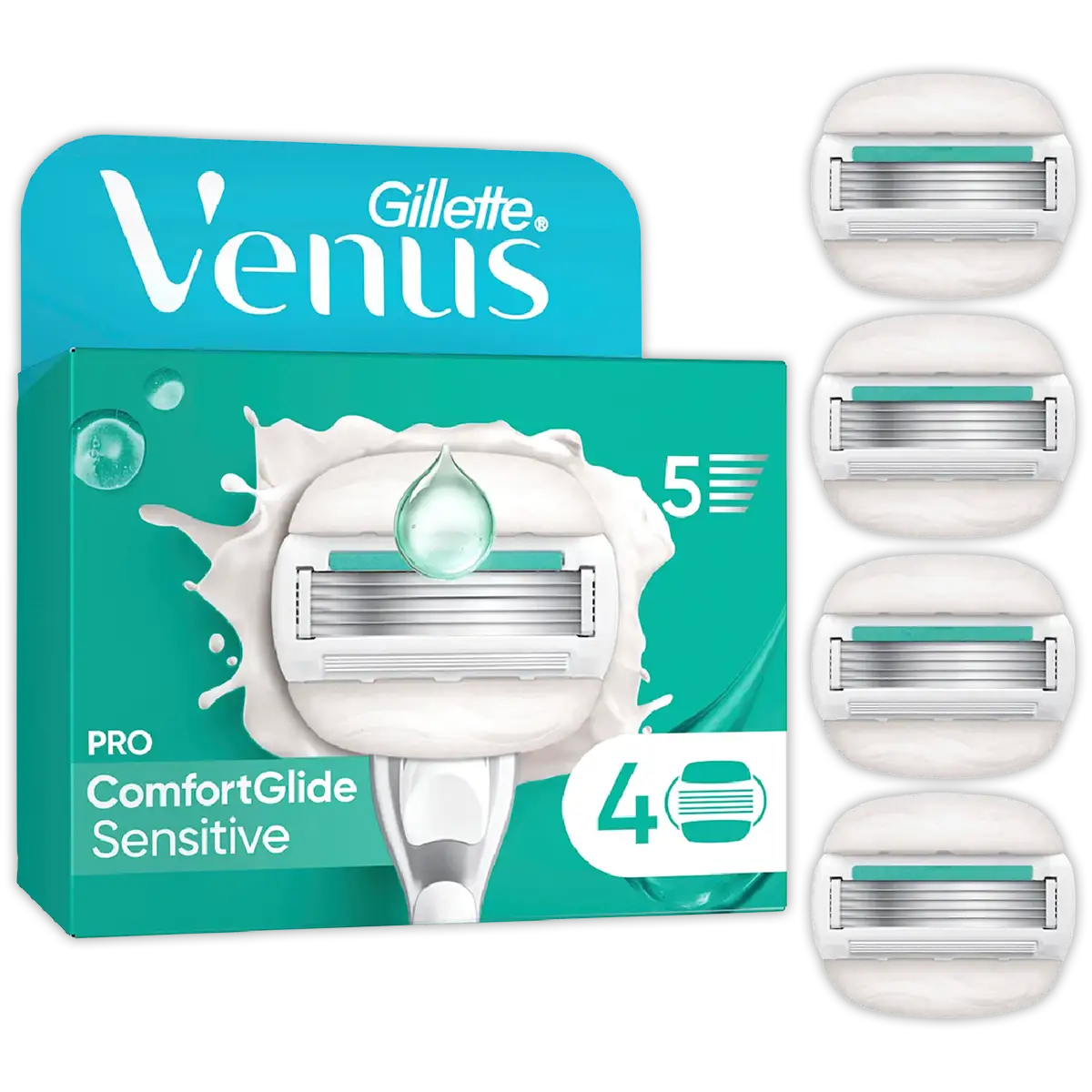 Gillette Venus Pro Comfortglide Sensitive 4-Pack Gladde huid