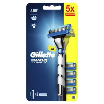 Gillette Mach3 Turbo Scheerapparaat + Vervangbare Scheermesjes 5st