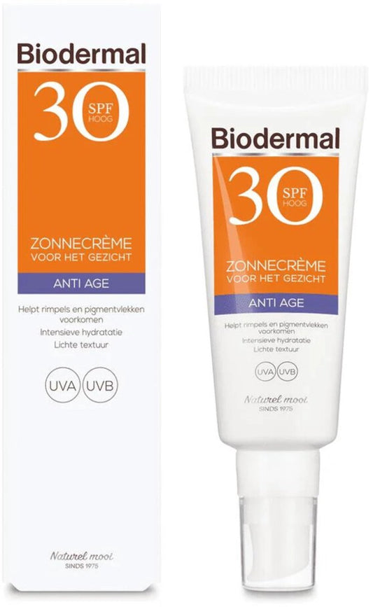 Biodermal Crème Solaire Anti-Âge Visage SPF30 40 ml 