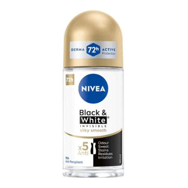 Nivea Deo Roll-on – Invisible Black & White Silky Smooth - 6 stuks