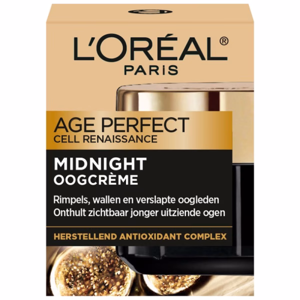 L'Oréal Paris Age Perfect Cellulaire Renaissance Midnight Oogcrème - Anti-Age Oogcrème voor in de nacht - Verzorging voor Rimpels, Stevigheid, Comfort - Alle Huidtypes - 15 ml