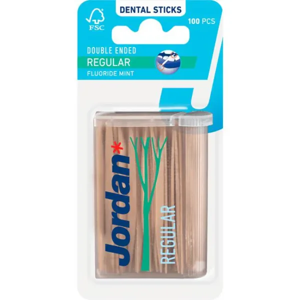 6x Jordan Dental Stick Double Ended Regular 100 Stuks