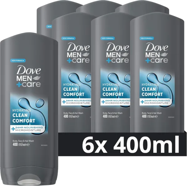 Dove Men+Care Clean Comfort 3-in-1 Shower gel- 6 x 400 ml