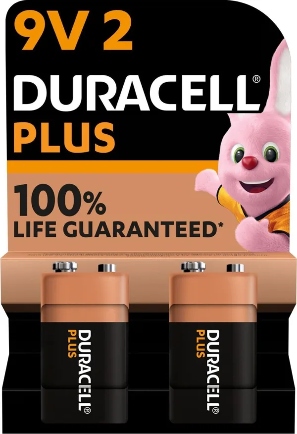 Duracell Plus 9V - alkaline batterijen - 6LR61 - 2 stuks