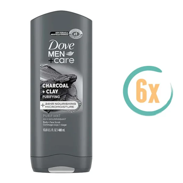 Dove Douchegel Men - Care Elements Charcoal & clay 400ml - 6 Stuks