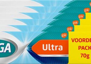 Corega Ultra Kleefcrème voor de gebitsprothese voor sterke hechting de hele dag lang, 6 x 70 g